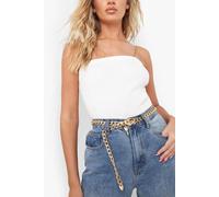 boohoo Women's Chunky Gold Chain Buckle Belt With Key