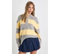boohoo Women's Chunky Knit Oversized Collared Button Down Jumper in Yellow | Size: Medium