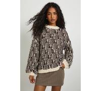 Boohoo Chunky Knit Stitch Detail Oversized Jumper In Chocolate chocolate L