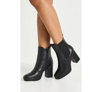 boohoo Women's Chunky Panel Detail Block Heel Shoe Boots in Black | Size: 7