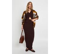 boohoo Women's Chunky Rib V Neck Knitted Waistcoat & Maxi Skirt Co-Ord in Chocolate | Size: XS