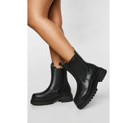 boohoo Women's Chunky Wave Sole Chelsea Boots in Black | Size: 8