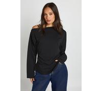 boohoo Women's Cinched Waist Off-Shoulder T-Shirt in Black | Size: 12