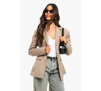 boohoo Women's Cinched Waist Tailored Blazer in Mushroom | Size: 10