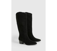 boohoo Women's Clean Western Day Cowboy Boots in Black | Size: 3