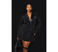 boohoo Women's Contrast Lapel Structured Blazer Dress in Black | Size: 22