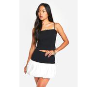boohoo Women's Contrast Puff Ball Skort in Black | Size: 8