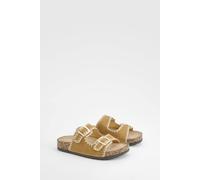 boohoo Women's Contrast Stitch Slider in Tan | Size: 4