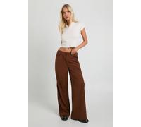 boohoo Women's Cord Cinch Waist Wide Leg Trouser in Tan | Size: 10