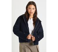 boohoo Women's Cord Contrast Collar Jacket in Navy | Size: 8