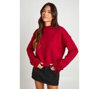 boohoo Women's Corsage Cuff Detail Knitted Jumper in Pink | Size: Large
