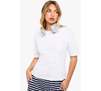 boohoo Women's Cotton Cinched Waist T-Shirt in Ash Grey | Size: 16