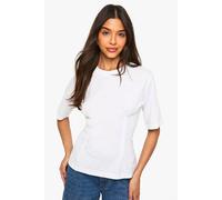boohoo Women's Cotton Cinched Waist T-Shirt in White | Size: 10