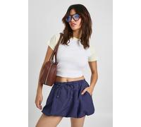 boohoo Women's Cotton Contrast Raglan Sleeve Baby T-Shirt in White | Size: 12