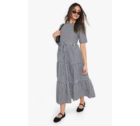 boohoo Women's Cotton Gingham Midaxi Smock Dress in Black | Size: 8