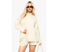 boohoo Women's Cotton Poplin Oversized Shirt in Lemon | Size: 6