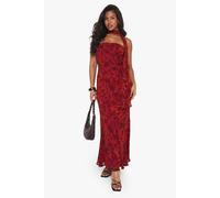 boohoo Women's Crinkle Chiffon Scarf Bandeau Maxi Dress in Red | Size: 18