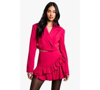 boohoo Women's Cropped Fitted Tailored Blazer in Raspberry | Size: 6
