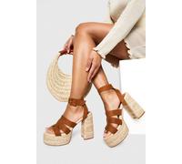 boohoo Women's Cut Out Detail Espadrille 2 Part Heels in Taupe | Size: 6