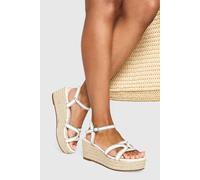 boohoo Women's Cut Out Detail Espadrille Flatforms in White | Size: 8