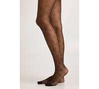boohoo Women's Diamond Sheer Tights in Black
