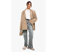 boohoo Women's Distressed Hem Jean in Vintage Wash | Size: 6