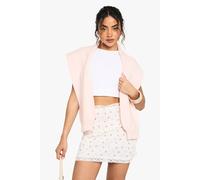 boohoo Women's Ditsy Print Rib Lace Hem Mini Skirt in White | Size: 10