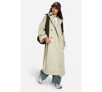 boohoo Women's Double Breast Wide Sleeve Belted Trench Coat in Khaki | Size: 16