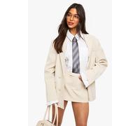 boohoo Women's Double Breasted Oversized Tailored Blazer in Ecru | Size: 8