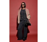 boohoo Women's Double Breasted Relaxed Fit Tailored Blazer in Taupe | Size: 14