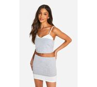 boohoo Women's Double Layer Contrast Cami Top in Grey Marl | Size: 10