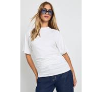 boohoo Women's Draped Cinched Waist T-Shirt in White | Size: 6