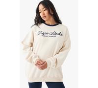 boohoo Women's Dsgn Studio Embroidered Contrast Oversized Sweatshirt in Cream | Size: Small
