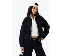 boohoo Women's Dsgn Studio Heavy Weight Interlock Collared Zip Through Sweatshirt in Black | Size: 2XL