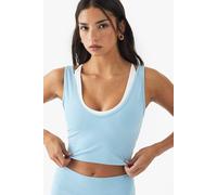 boohoo Women's Dsgn Studio Ultra Sculpt Double Layer Contrast Sports Bra in Light Blue | Size: XL