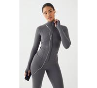 boohoo Women's Dsgn Studio Ultra Sculpt Zip Through Jacket in Charcoal | Size: Small