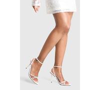 boohoo Women's Embellished Heart Pointed Strappy Heels in White | Size: 6