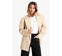 boohoo Women's Extreme Lapel Oversized Open Blazer in Beige | Size: 14
