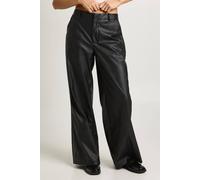 boohoo Women's Faux Leather Wide Leg Trouser in Black | Size: 8