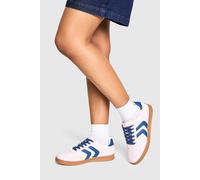 boohoo Women's Faux Suede Contrast Stripe Flat Trainers in Pink | Size: 4