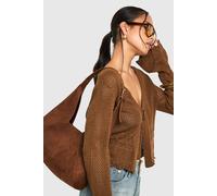 boohoo Women's Faux Suede Panel Detail Shoulder Bag in Tan