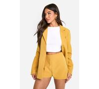 boohoo Women's Fitted Woven Tailored Micro Shorts in Mustard | Size: 10
