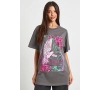boohoo Women's Fleetwood Mac Bird License Oversized Printed T-Shirt in Charcoal | Size: Small