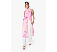 boohoo Women's Floral Print High Neck Woven Maxi Top in Pink | Size: 6