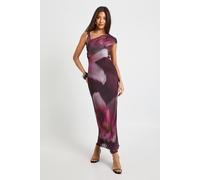 boohoo Women's Floral Printed Mesh Drape Shoulder Maxi Dress in Blush | Size: 12