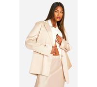 boohoo Women's Fluid Premium Satin Oversized Blazer in Ecru | Size: 6