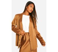 boohoo Women's Fluid Premium Satin Oversized Blazer in Mocha | Size: 6