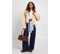 boohoo Women's Funnel Neck Sleeve Detail Boxy Short Trench in Stone | Size: 8