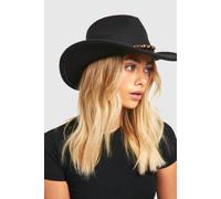 boohoo Women's Gem Stone Western Cowboy Hat in Black