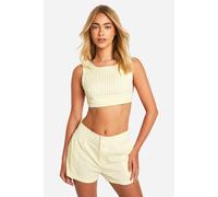 boohoo Women's Gingham Backless Crop Top in Lemon | Size: 14